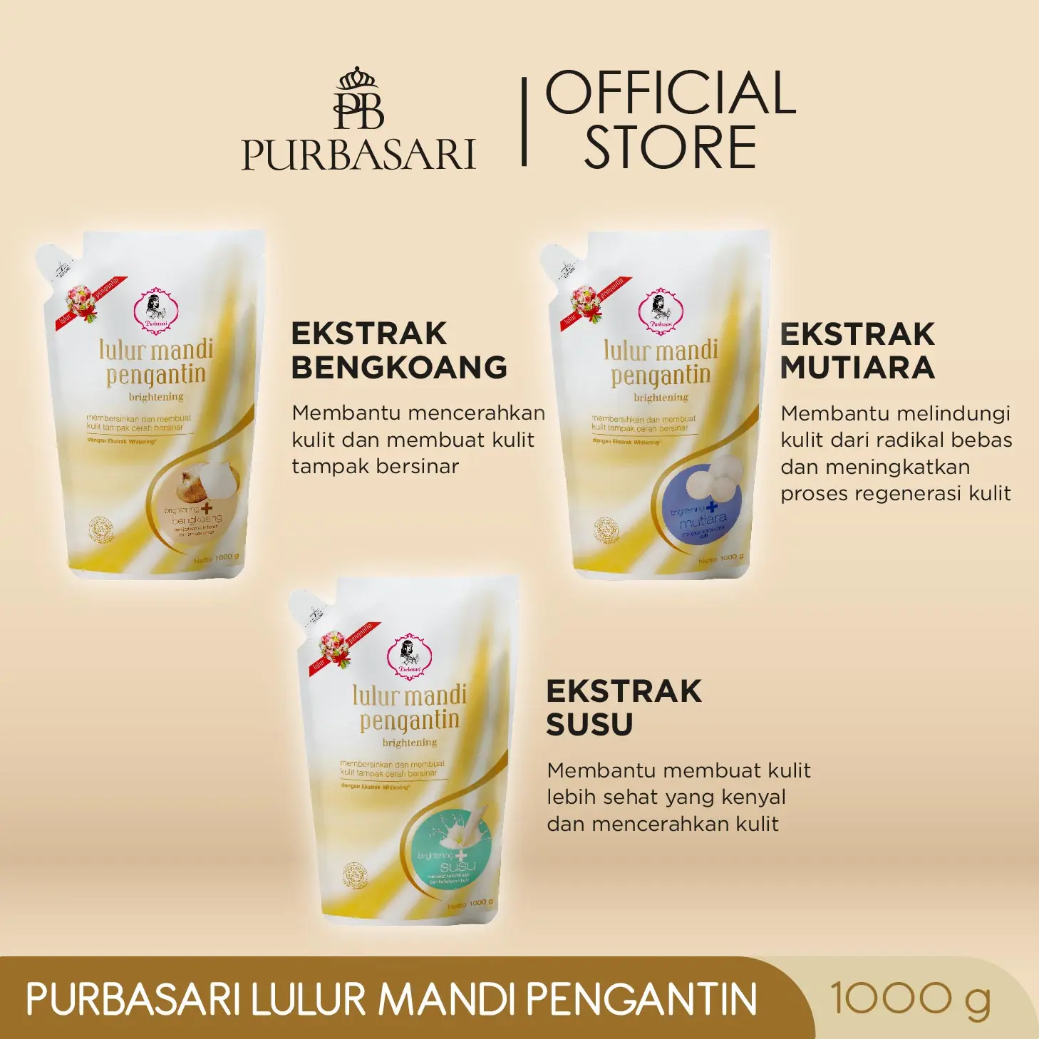 [1PCS] Purbasari Lulur Pengantin 1kg Extract Mandi Mencerahkan Pencerah