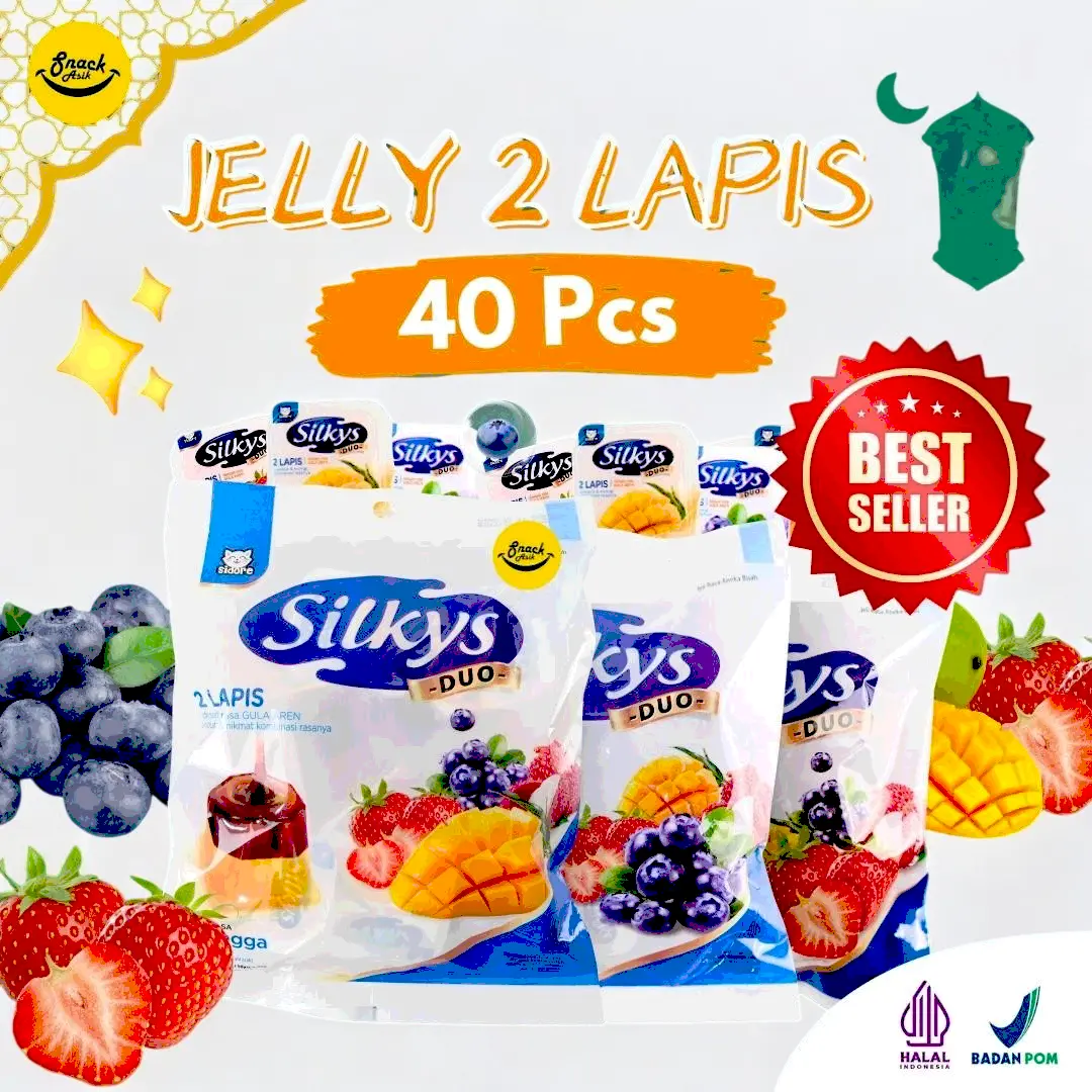 40 PCS SILKYS DUO PUDDING 2 Lapis Rasa Buah dan Gula Aren Enak Manis Jelly Puding