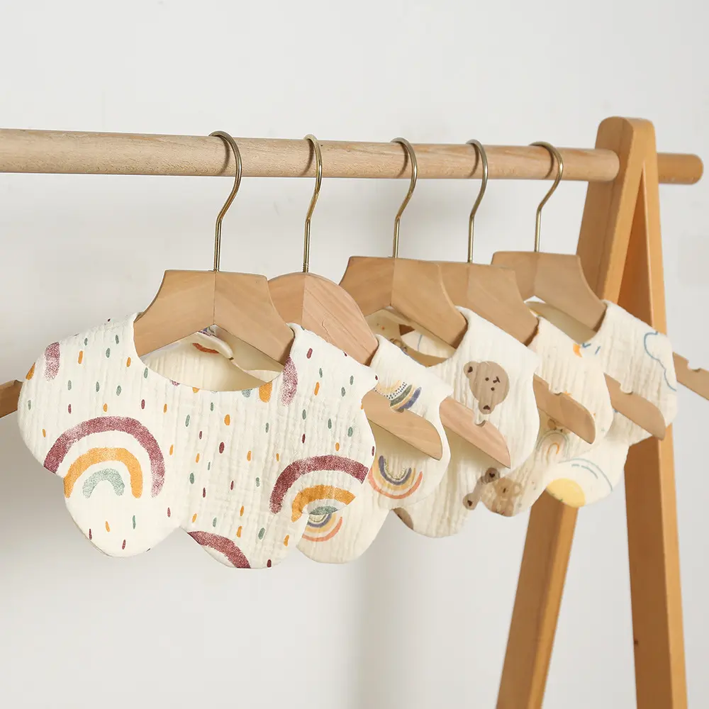 1Pc Cotton Baby Print Bibs Solid Color Infant Bib Newborn Burp Cloths Bandana Scarf for Kids Boy Girls Feeding Saliva Towel