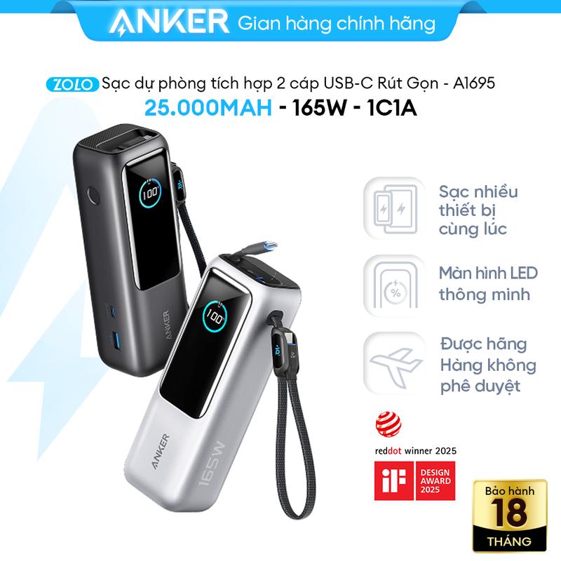 Sạc dự phòng Anker Zolo dung lượng lớn 25000mAh | Công suất cao 165W | 2 cổng…