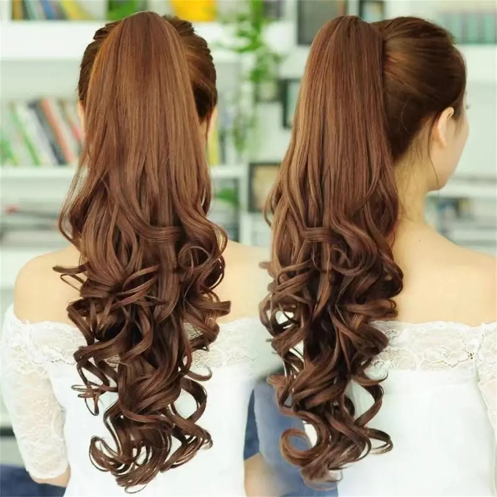 60cm Long Curly Claw Ponytail Clip in Hair Extensions Curl Ponytail Wigs Pony Tail Hairpiece for Women