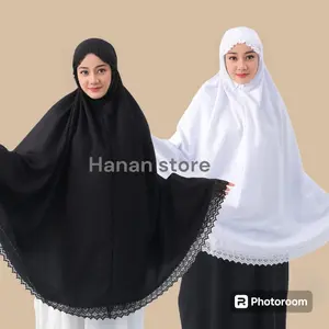 BERGO HIJAB HAJI UMROH BERSAKU RESLETING KATUN PREMIUM SUPER JUMBO  Renda Zipper