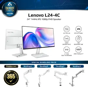 Monitor LED Lenovo L24-4C 24" 144Hz IPS 1080p FHD HDMI 1.4x1 VGA x1  Speaker 99% sRGB Color Gamut Vesa 100x100mm Low Blue Light Technology for Eye Comfort Slim, Minimalist Design That Fits Any Workspace