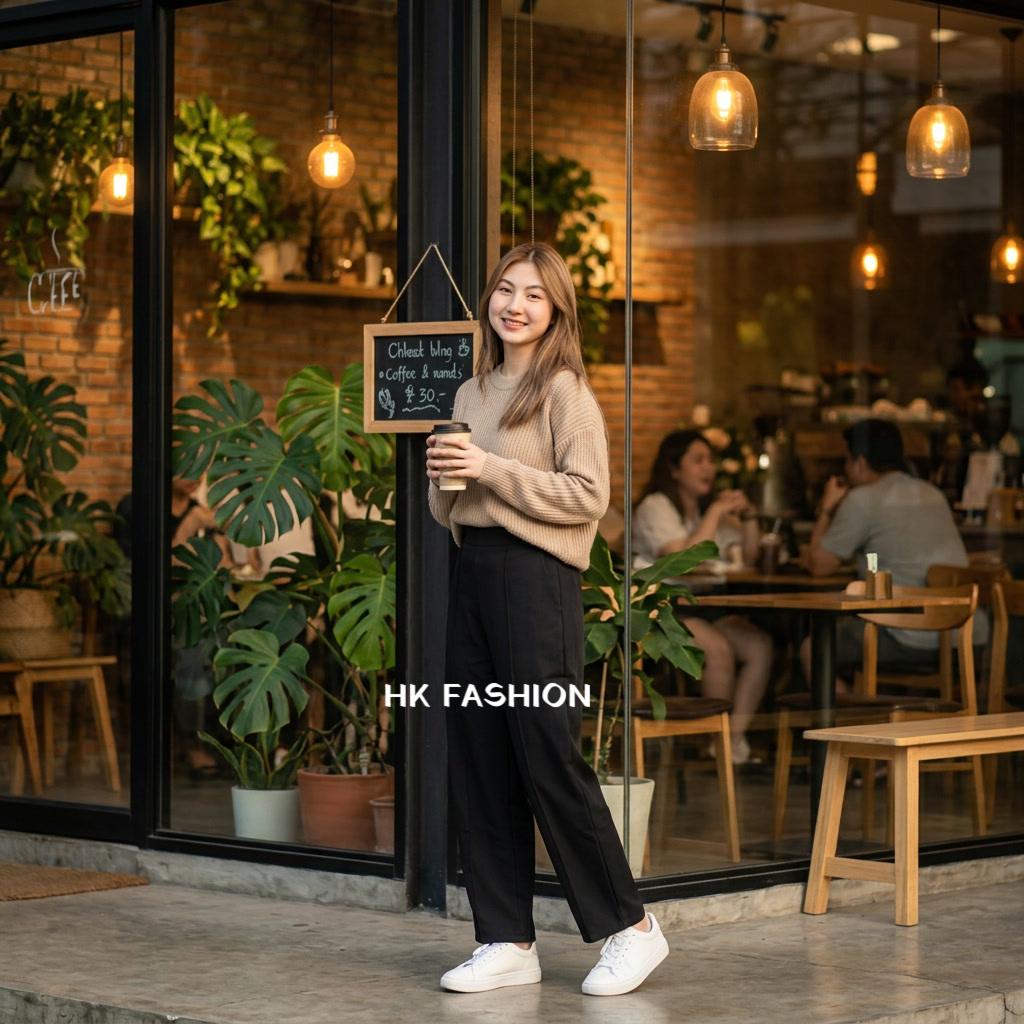 Celana Barrel Pants - Celana Panjang Bawahan Wanita - Celana Wanita Katun Streetwear Style Skena Highwaist