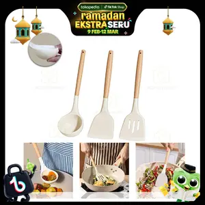 Silikon Alat Masak Set 3PCSAlat Masak Tumis Goreng Spatula Set SilikonTahan Panas Peralatan spatula KitchenSet sutil Silikon Tahan PanasPeralatan MasakDapur Kitchenware sillicone sodet  kayu sodet  teflon silicone beli sendokhijau anakkecil anti lengket