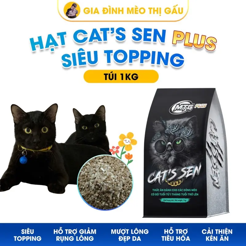 Hạt cho mèo CAT'S SEN PLUS túi 1kg dành cho mèo mọi lứa tuổi - Gia Đình Mèo Thị Gấu