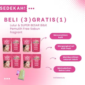 (BELI 3 GRATIS 1) LULUR VELSS & FREE BIPUT 100GRAM &1SABUN WANGI VELLS BEAUTY OWNER VELLS Best seller( BPOM Mencerahkan Memudarkan bekas )