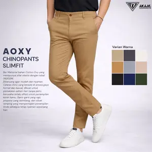 Celana Chino Panjang AOXY Premium Chinos Slimfit Dewasa Katun Stretch Melar Elegant S Trousers Distro Pria Casual Formal Kerja Kantor Cowok Cewek Unisex