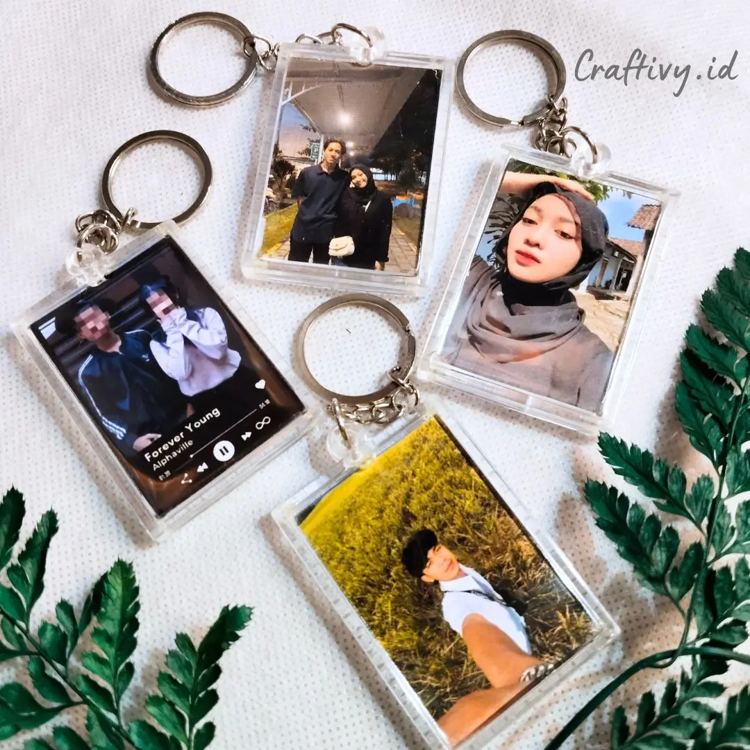 GANTUNGAN KUNCI CUSTOM FOTO POLAROID TULISAN ESTETIK KEY CHAIN AESTHETIC INSERT PAPER KPOP WIBU Ganci Tas Keychain