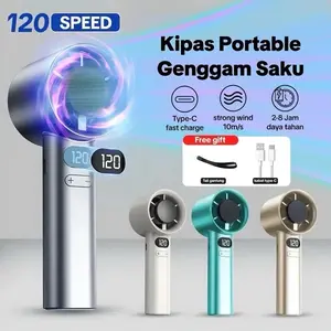 Kipas M11 LED Angin Genggam MINI FAN Turbo PORTABLE USB Display Layar Tangan 120 Speed Type-C Fast Charge Strong Wind 10m/s 2-8 Jam Daya Tahan