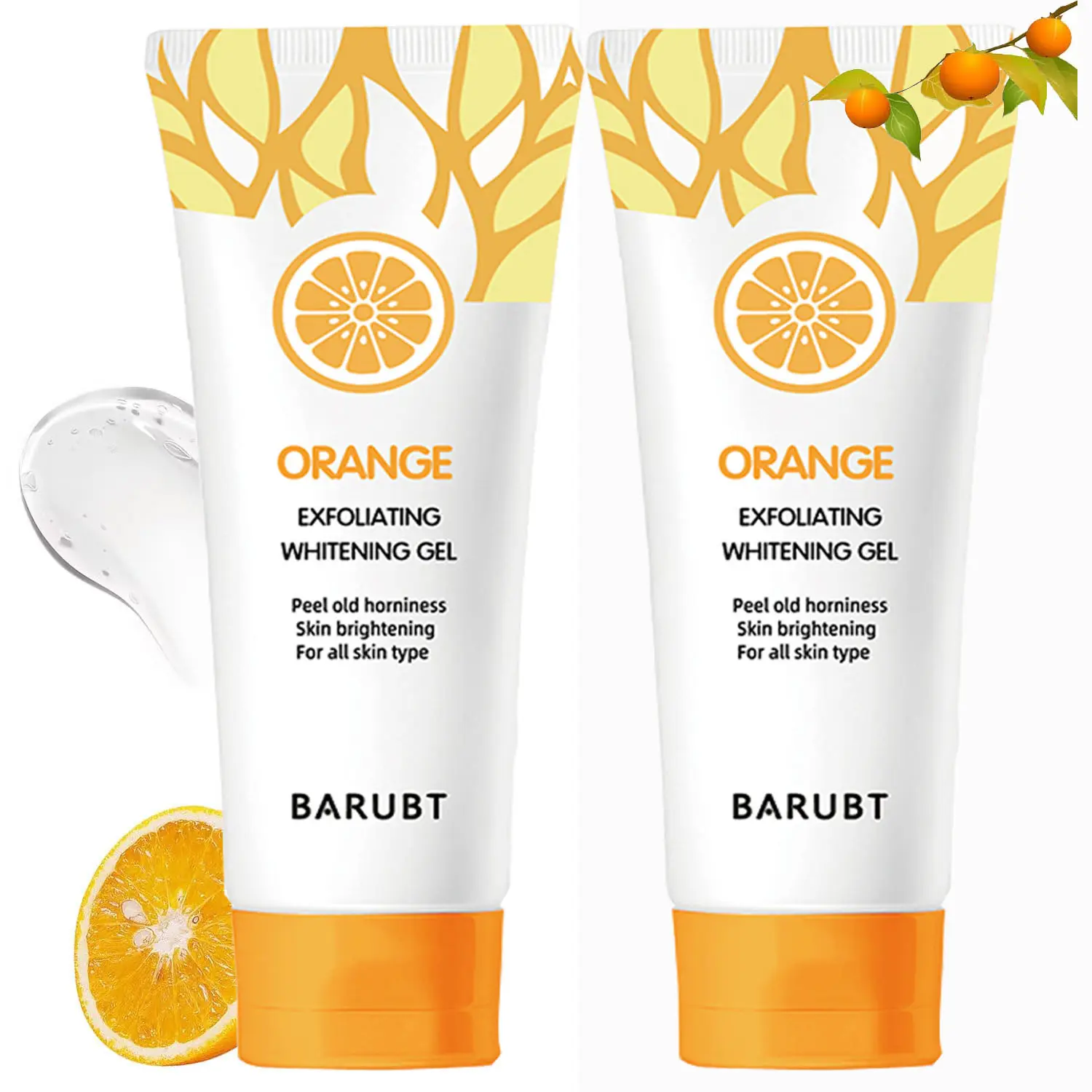 Orange Exfoliating Gel Scrub Face Body Skin,Natural Orange Peeling Gel Face Scrub,Deep Cleansing Moisturizing Facial Exfoliator 50g (2PCS)