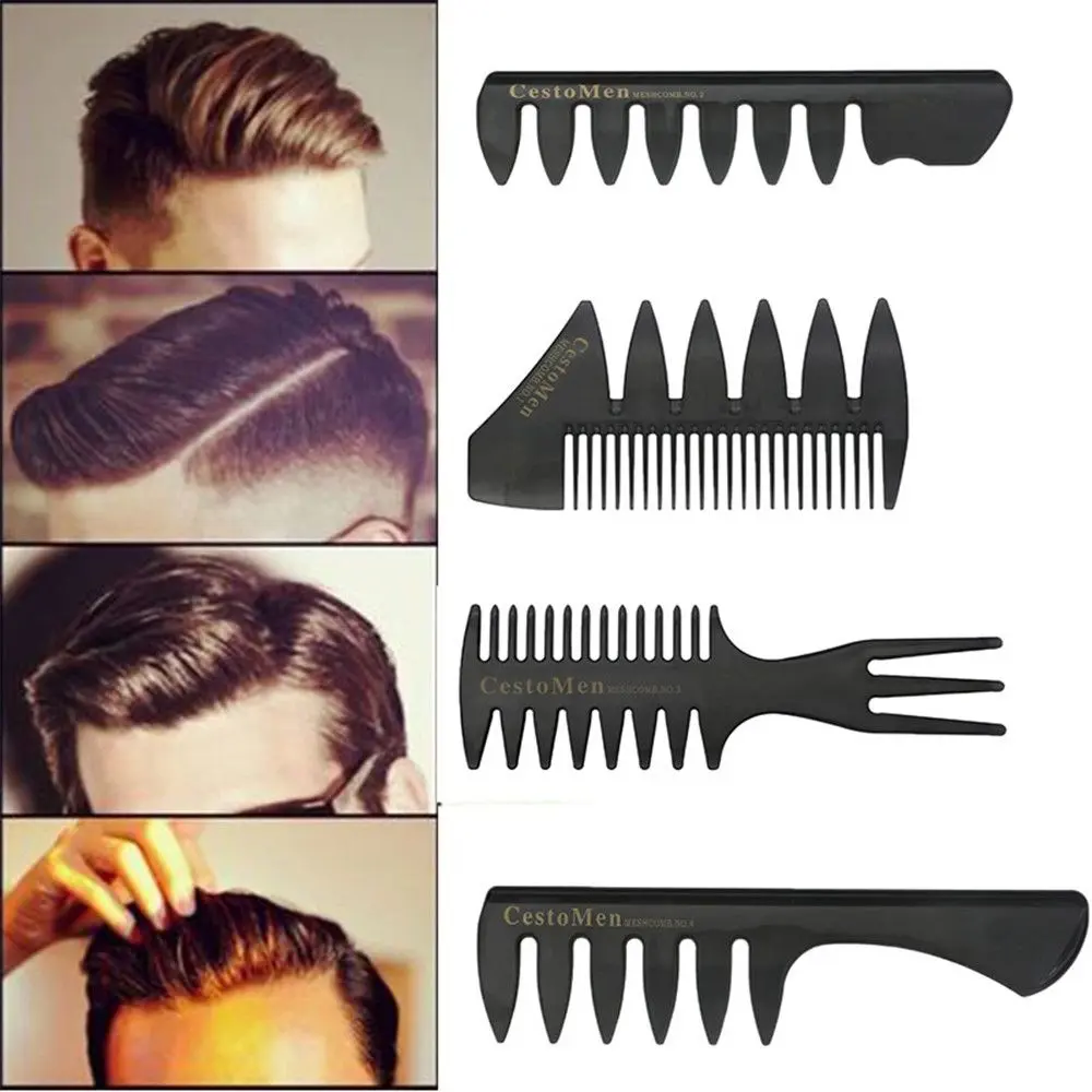 Men Beauty Salon Accessory Beard Styling Fork Comb Hair Brush Wide Teeth Barber Shop