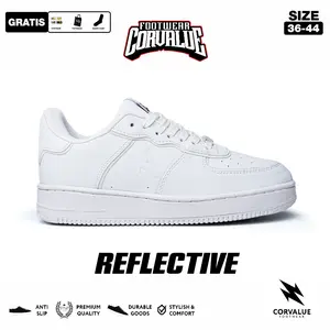 (Bisa Nyala Reflective) SEPATU CORVALUE FOOTWEAR - Sepatu Sneakers Kasual Pria Wanita 015 Hiratsuka triple white Original Casual shoes Putih Snekers Black