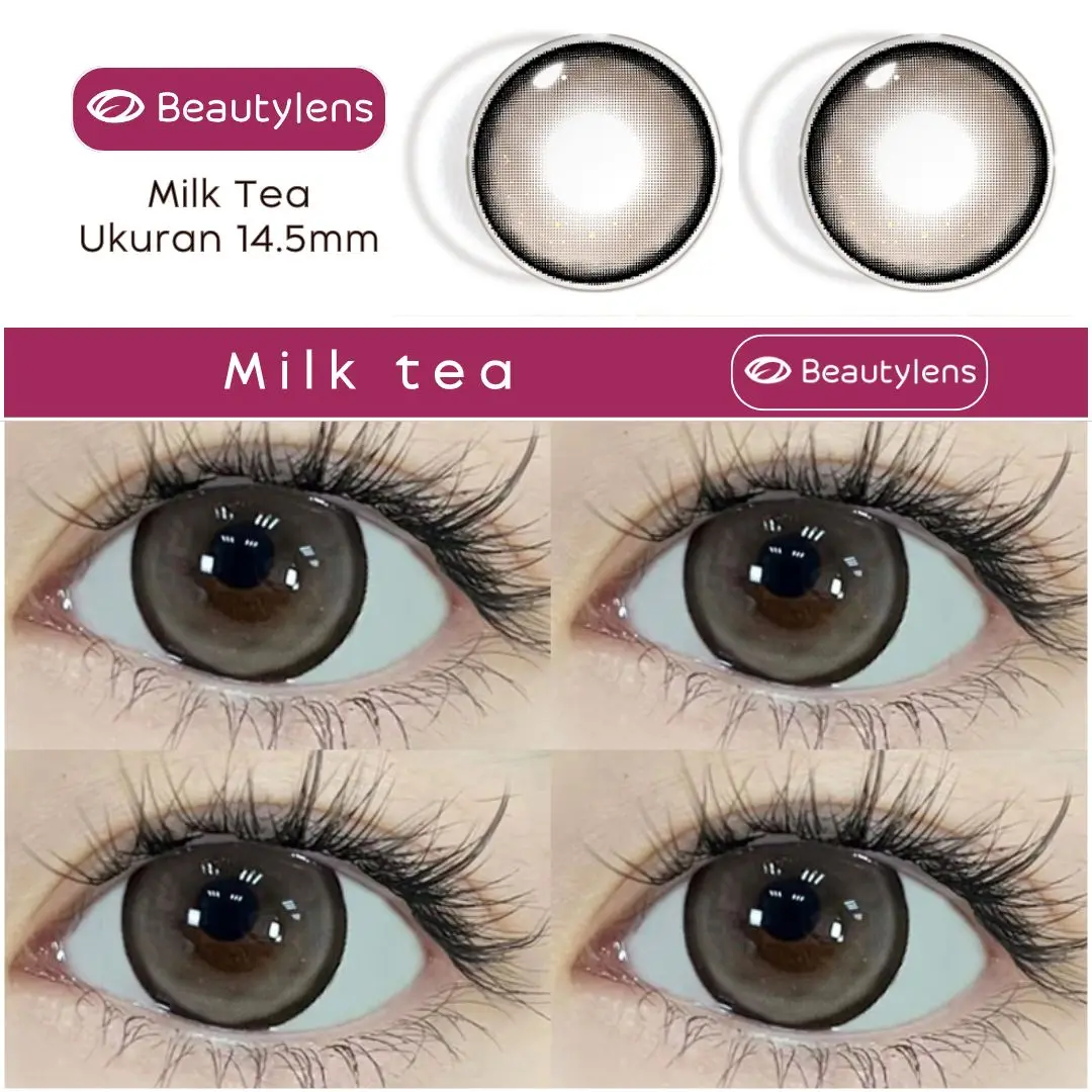 Beauty Lens Softlens Lensa Berwarna Lensa mata Meguro Besar Ukuran 14.5mm Milk tea Contact Lens Eye Soflen Soflent
