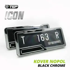 DUDUKAN PLAT NOMOR ICON TGP BLACK CHROME WHITE RUMAH KOVER PLAT