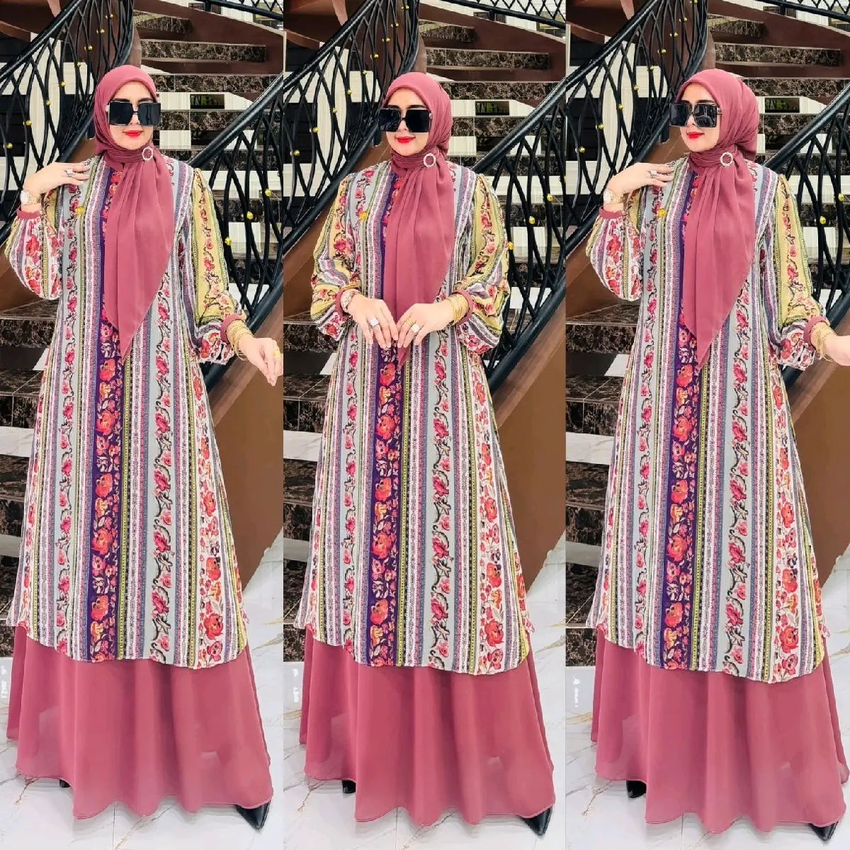 Gamis Melayu Set Hijab Segi Empat