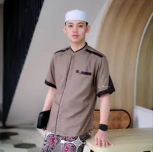 Baju Koko lengan pendek Pria Muslim Elrumi motif yisunsin Kain Katun Lembut