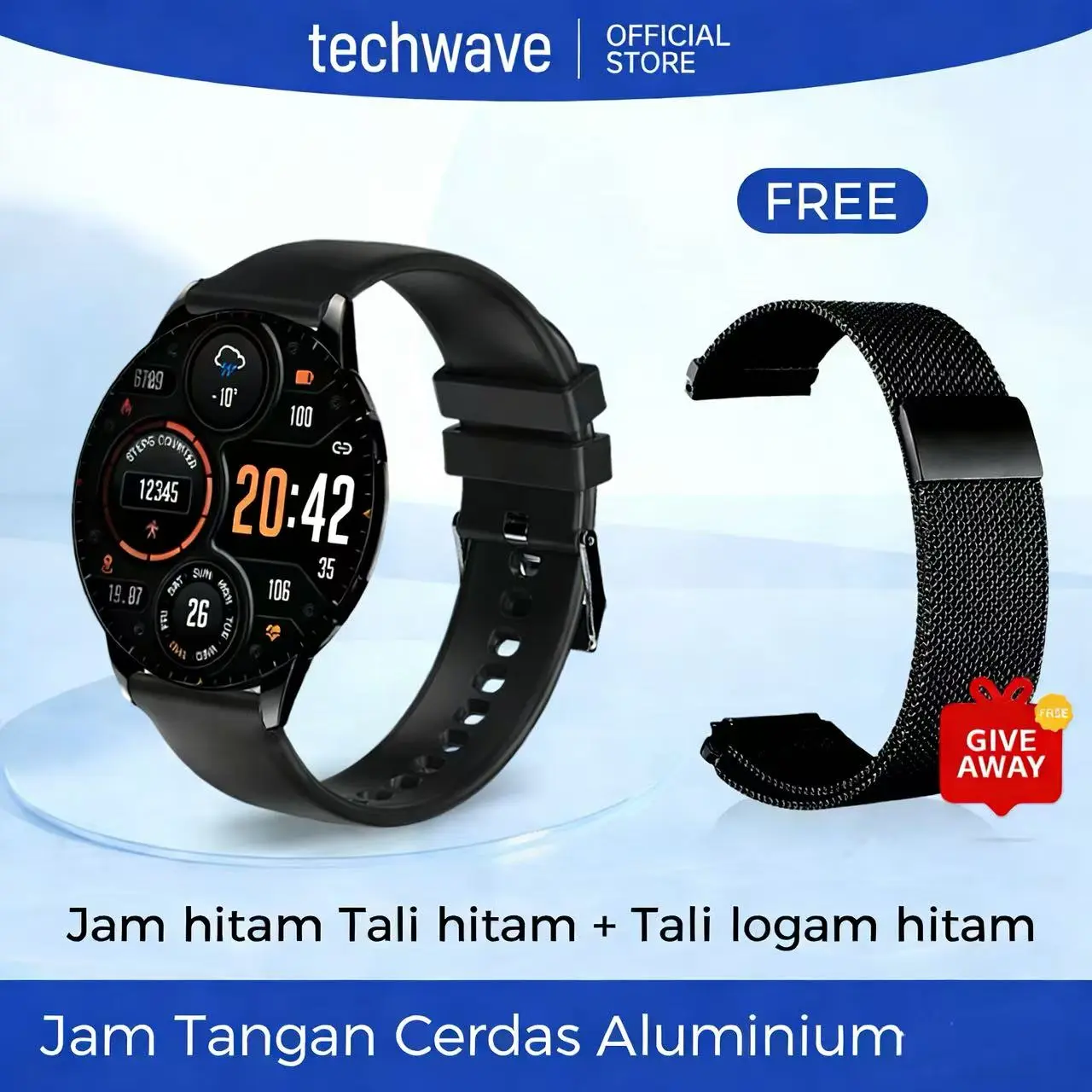 Hitam+Tali logam Hitam