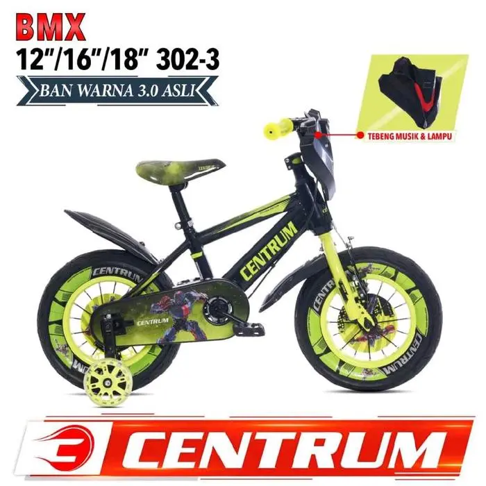 Mortein BMX MN 561 Sepeda Anak Justice League Ukuran 12" 16" 18" Ban Warna 3.0 Frame Hi-Ten Steel Fork Rigid Crankset Steel One Piece - Roda, Stang - CT 302-3 (A), 18"
