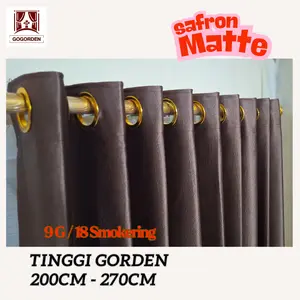 Gorden BLACKOUT 9 GELOMBANG MATTE Doff / Dop Safron - MINIMALIS 18 RING - GORDYN BLACKOUT TEBAL - PAKET 1PCS + TALI + CANTELAN + STEAM UAP #mewah #murah #hemat #hordeng Curtain Gorden Korden #Tirai
