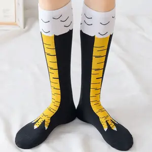 Kaos Kaki Panjang Desain Ceker Ayam Lucu Panjang/Pendek untuk Penampilan Unik dan Menarik / Kaos Kaki Unik Korea Panjang Motif Fashion Ayam Tempat Lutut Tinggi Lucu Cute 3D Chicken Print Cartoon Thigh High Sock Women Men Fashion Cute Lad