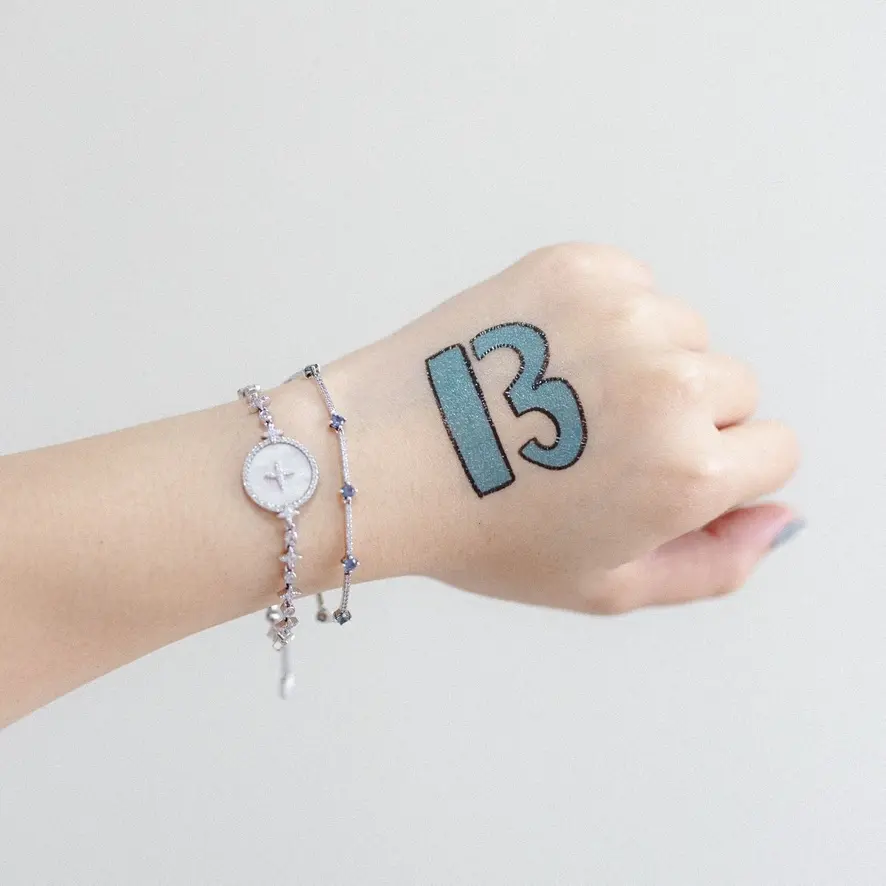 13 (taylor's lucky number) temporary tattoo sticker [taylor swift the eras tour concert for the swifties]