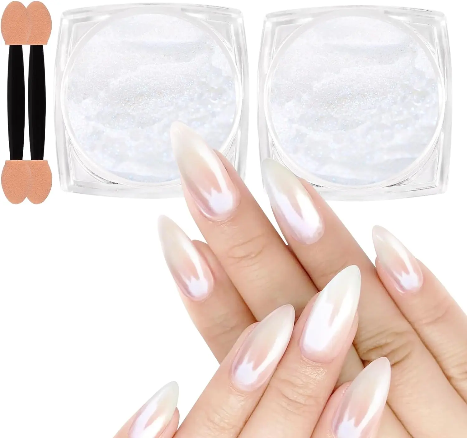 Nail Powder - Chrome Nail Powder Ice Transparent Aurora Chrome Nail Powder, High Gloss Pearlescent Iridescent Glitters Powder Metallic Pigment for Nails