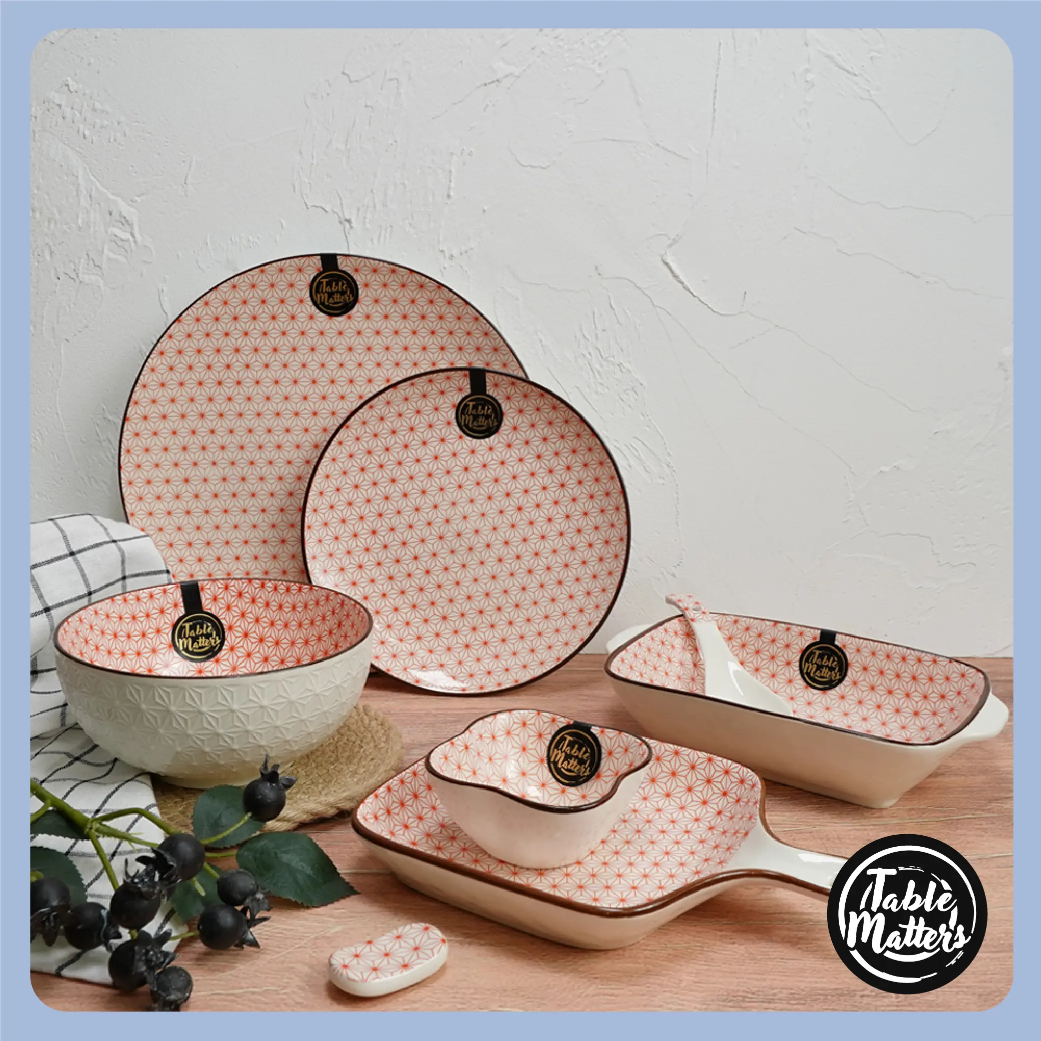 Table Matters - Starry Red Collection [Plates | Bowls | Saucer | Baking Dish | Spoon | Serving Spoon]