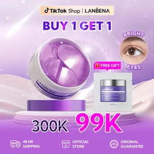 [OFFICIAL STORE] Lanbena Patch Mata Kolagen 60 Pcs+FREE Retinol Cream Sample [1pair]! Mencerahkan Melembabkan Anti-Kerut Anti-Aging Remove Dark Circles Kantung Mata Acid Black Eye Kering