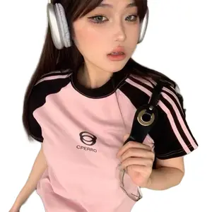 Crop Top Tee Wanita LIST PERRO Knit Rib Fit Atasan Kaos Tshirt Baju Pendek Panjang Basic