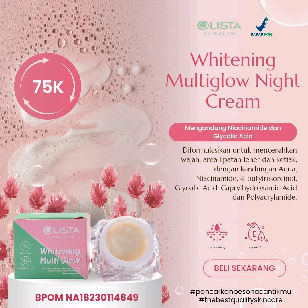Night Cream Whittening Multi Glow Colista Skin Care