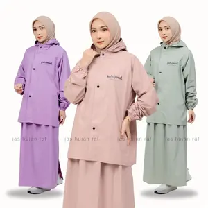 RAF Jas Hujan Setelan Rok Dewasa Mantel Raincoat Kain PVC 0.25 Tebal Elastis Anti Air