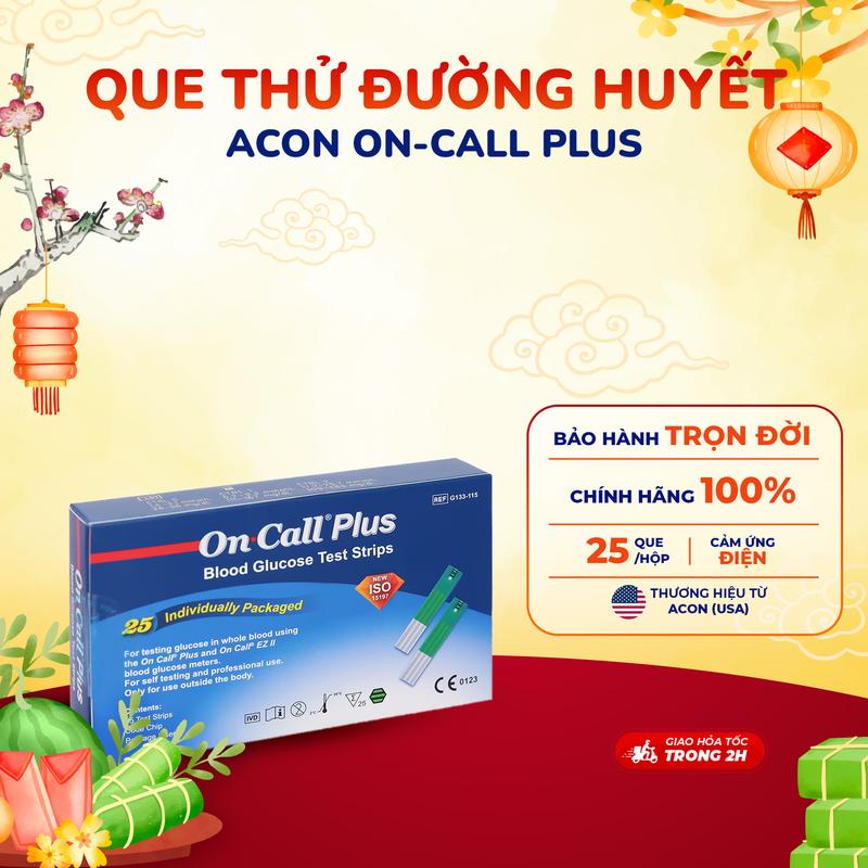 Que Thử Đường Huyết On Call Plus 25 - 50 que - Kiểm Tra Đường Huyết Dễ Dàng