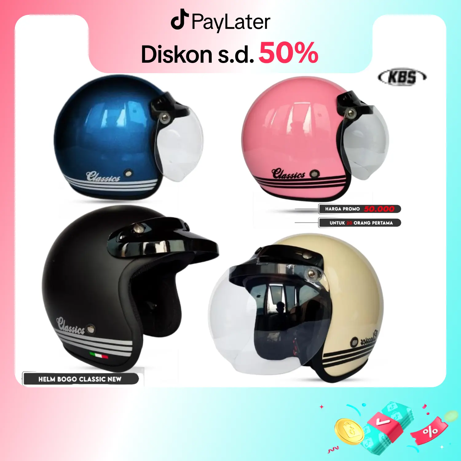 HELM BOGO CLASSIC MLA HELMET VIRAL KEKINIAN UNTUK PRIA DAN DEWASA / HELM PREMIUM SNI Motorcycle
