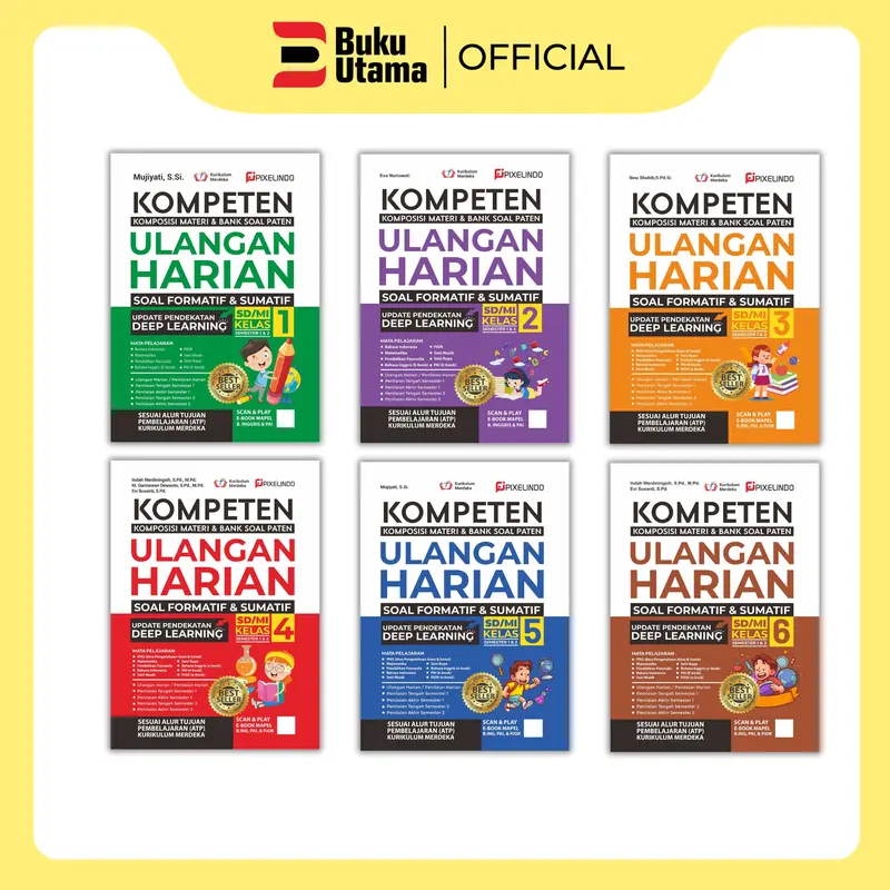 BUKU KOMPETEN ULANGAN HARIAN KURIKULUM MERDEKA DEEP LEARNING KELAS 1 SAMPAI KELAS 6 (MENCAKUP ULANGAN HARIAN, PTS, PAS) Soft Cover