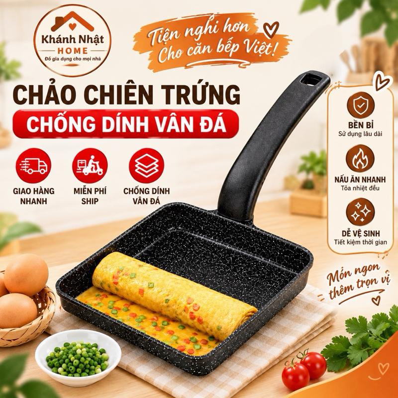 Chảo chiên trứng chống dính vân đá dùng mọi loại bếp