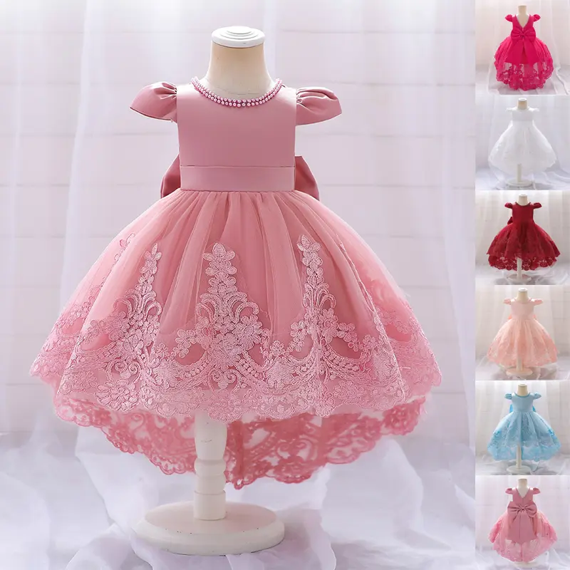 2101 Baby Girl Clothes Christening Summer Dresses Toddler Pageant Children Formal Evening Party Ball Gown Elegant Princess Beading Bow White Baptism Newborn to 6 Years