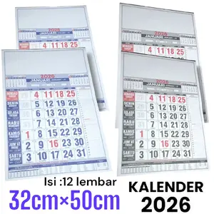 Kalender dinding  polosan 2026, 32cm×50cm Kertas Putih ,TINTA Biru Hitam