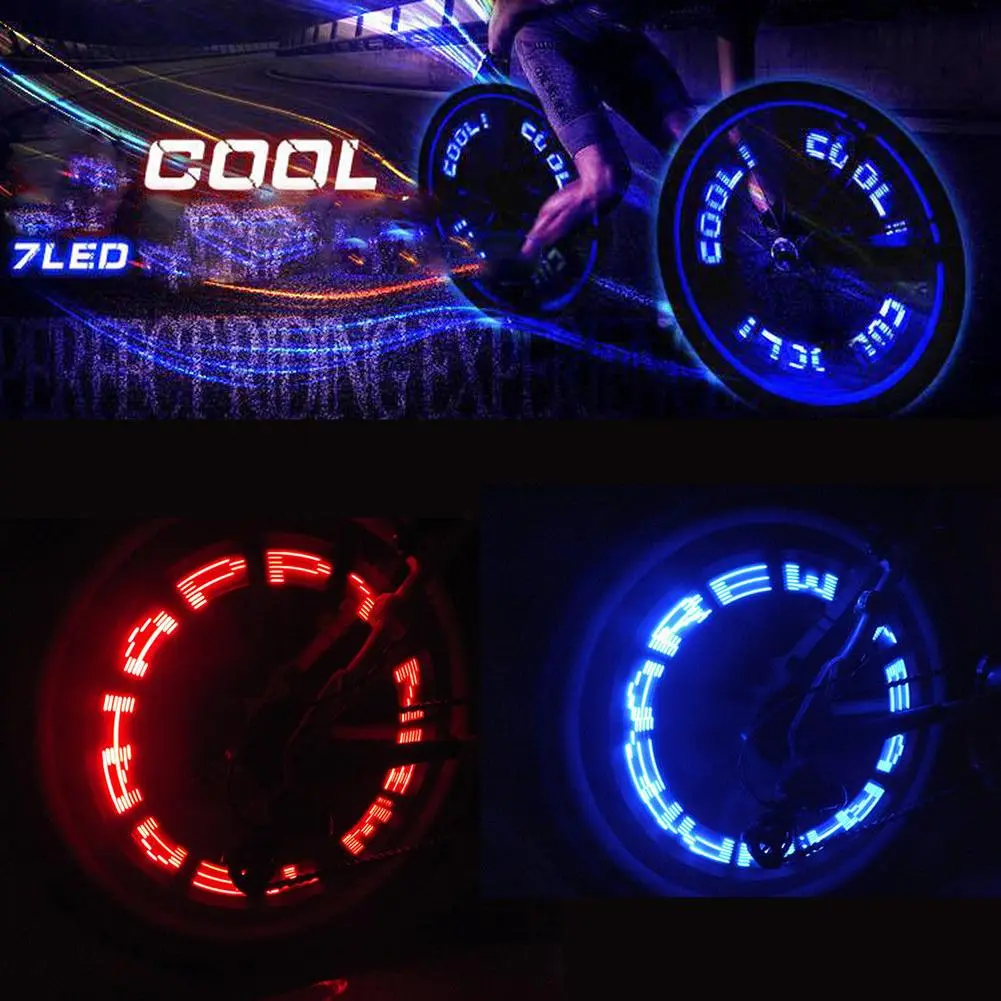 Bicycle LED Bike Wheel Tire Spoke Decorate Light MTB Valve Flash Letter Neon Lamp #277535