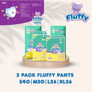 [2 BALL] FLUFFY Popok Bayi Celana & Perekat S40 / M30 / M36 / L26 / L32 / XL26
