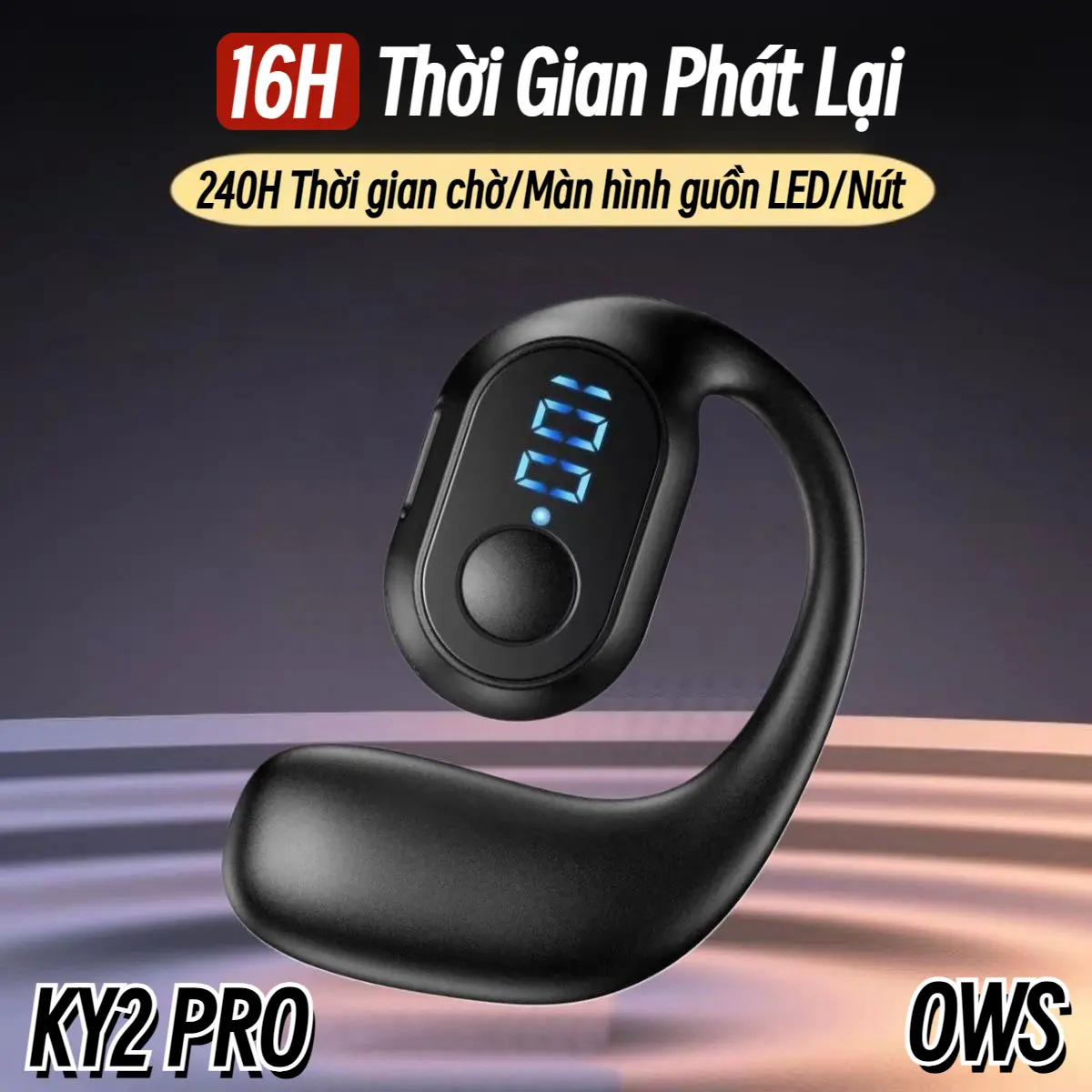 OWS KY2 PRO Tai nghe một tai, Không dây Bluetooth, Âm thanh nổi,Âm trầm đích thực, Pin dung lượng lớn với thời gian phát lại 16H, Màn hình hiển thị nguồn LED, Nút điều khiển trên tai - 1