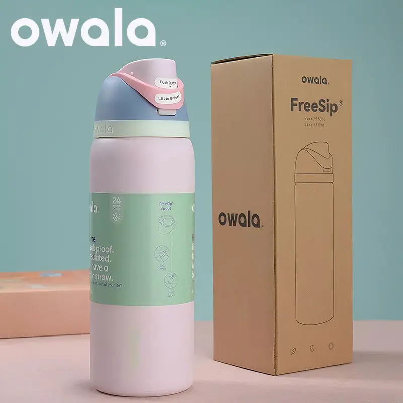 Good Egg owala water bottle FreeSip cup 24oz 32oz 710ml 950ml thermal wear thermos tumbler thermo flask  with straw kids smoothsip stainless steel bpa free mug coffee woman men vacuum replacement original item authentic real Genuine official store