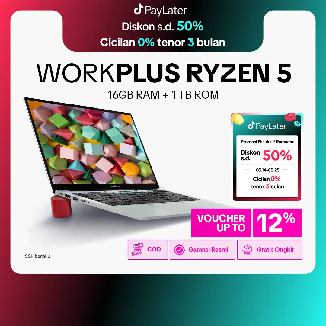 ADVAN Workplus AMD Ryzen 5 6600H 14" FHD IPS 16GB/1TB Laptop Notebook Free Windows 11 Upgradeable