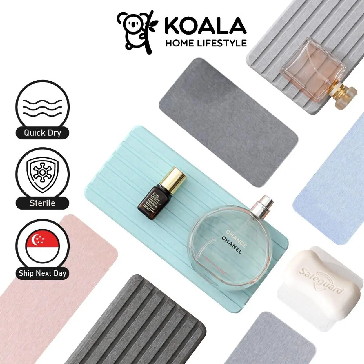 Koala Home Diatomite Mat for Kitchen Sink/Dishes Drying Mat/Bathroom Sink/Toothbrush Cup Coaster Quick Dry