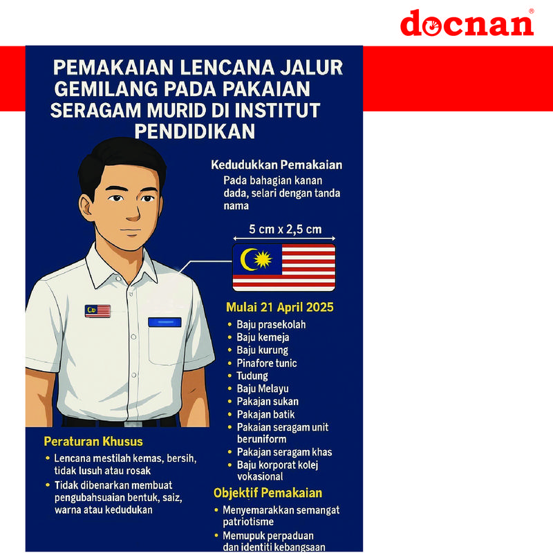 Lencana Jalur Gemilang - Bendera Malaysia ( Jenis WOVEN / TENUN )