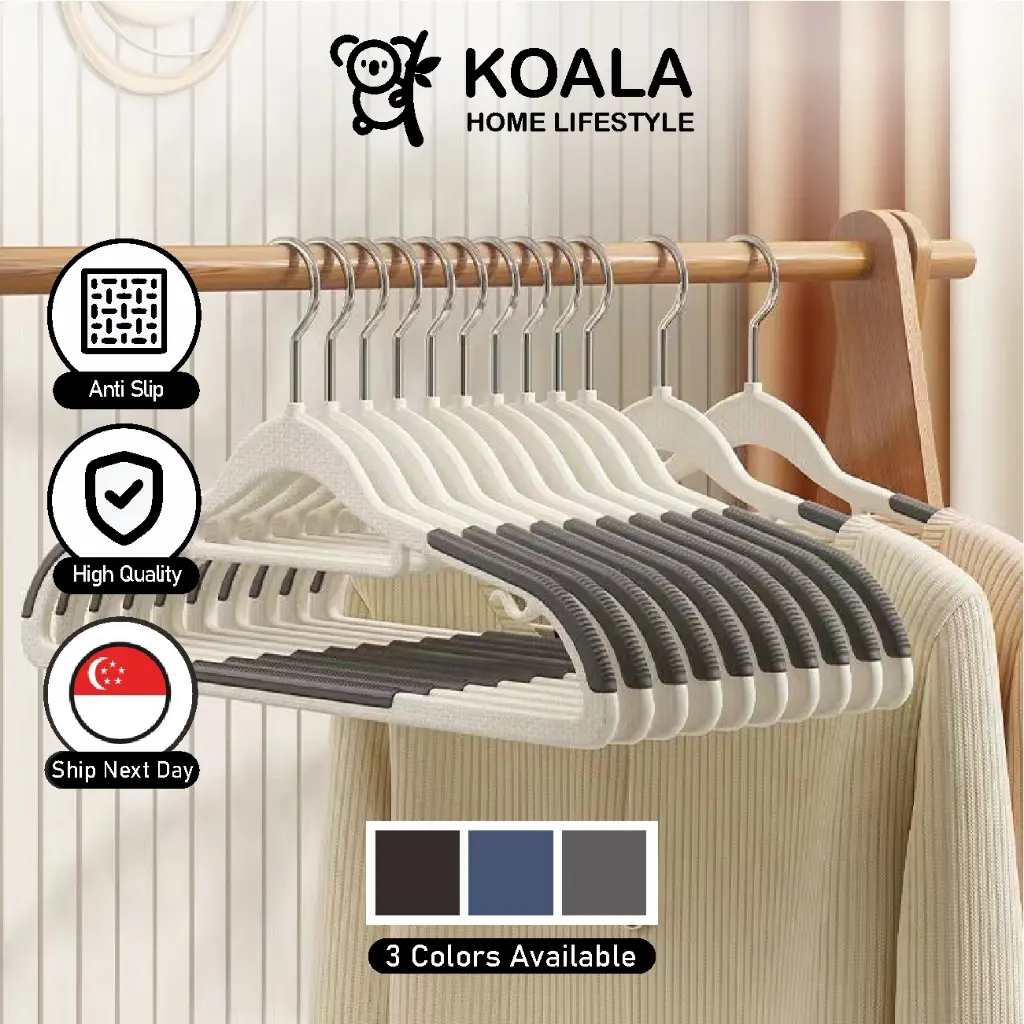 Koala Home - Home 10pcs Hanger Clothes Set Anti-Slip Hangers Wardrobe Closet Organizer Stainless Steel Adult/Kids Hanging