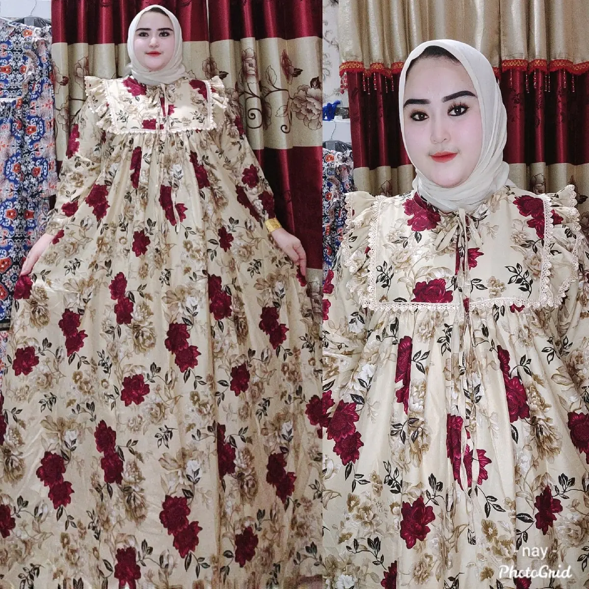 Gamis Alisya Premium Aksen Renda Rumbai Sampai Belakang