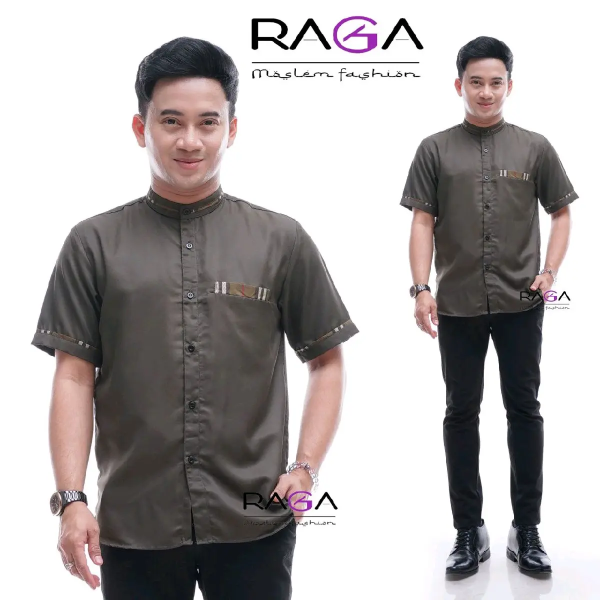 BAJU KOKO LENGAN PENDEK PRIA DEWASA MOTIF RASYA TERBARU-BAHAN KAIN  TOYOBO HALUS-LEMBUT BANYAK PILIHAN WARNA