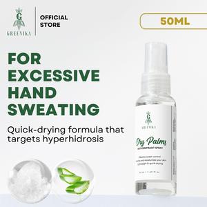 [ ANTI-SWEAT FOR HANDS PALMS ] Greenika DryPalms Hand Spray - with Aloe Vera & Vitamin E, Anti-Perspirant & Odor Control, Moisturizing Hand Deodorant Spray