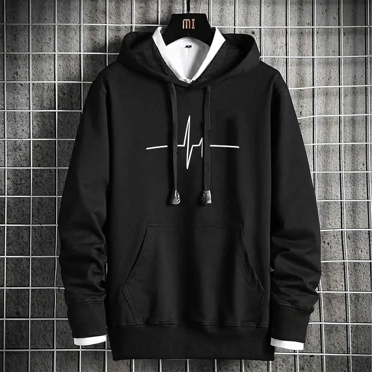 sweater  hoodie detak  fashion pria hoodie terlaris Panjang Sablon Tebal Distro Fleece Zipper Keren Hitam Digital Crewneck